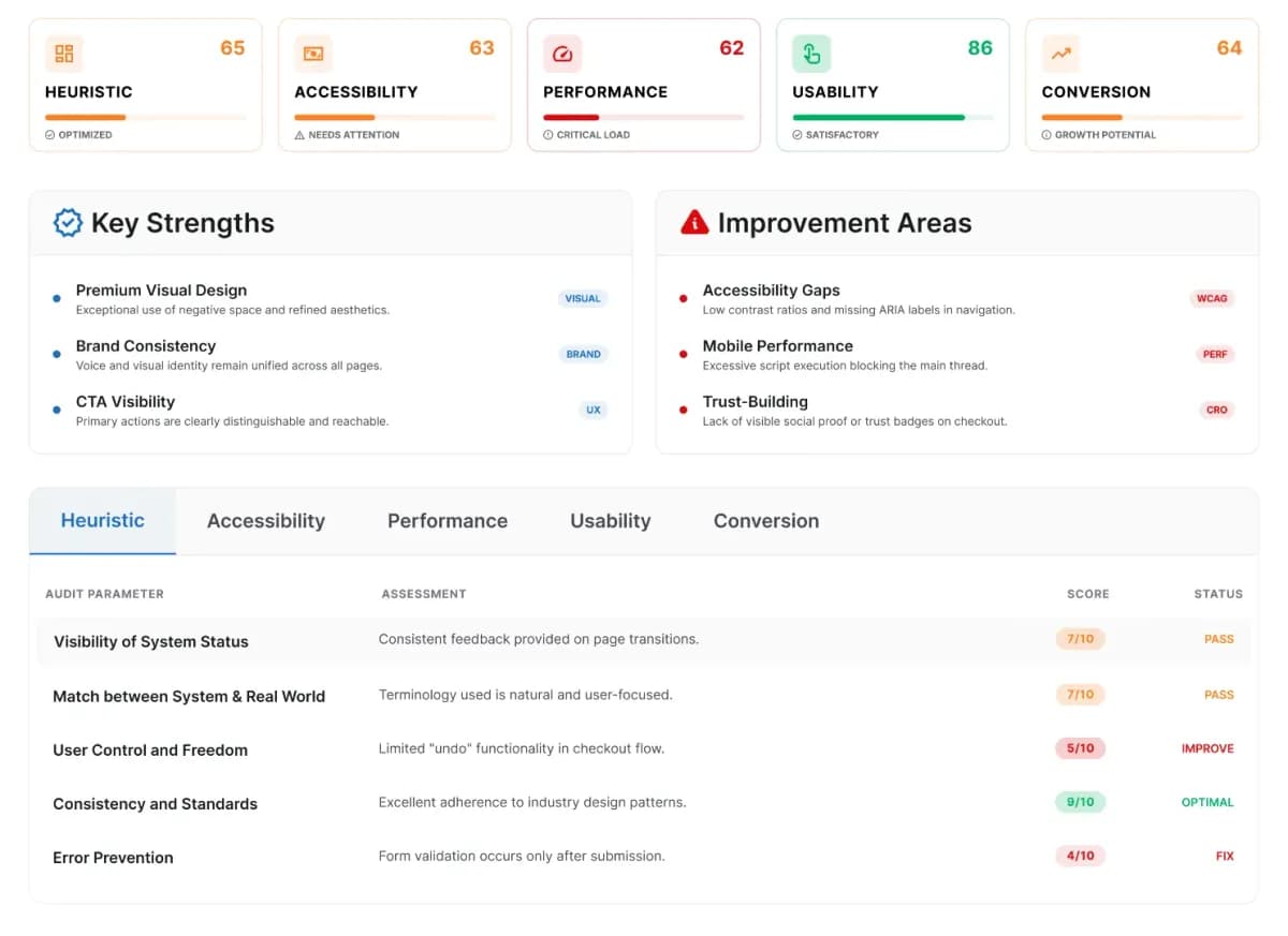 UX Audit Report dashboard preview
